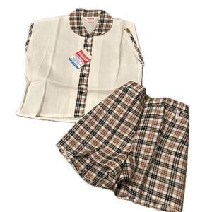 1950s Deadstock Girls Cabana Set Stripe Shorts and Shirt / girls age 3 *